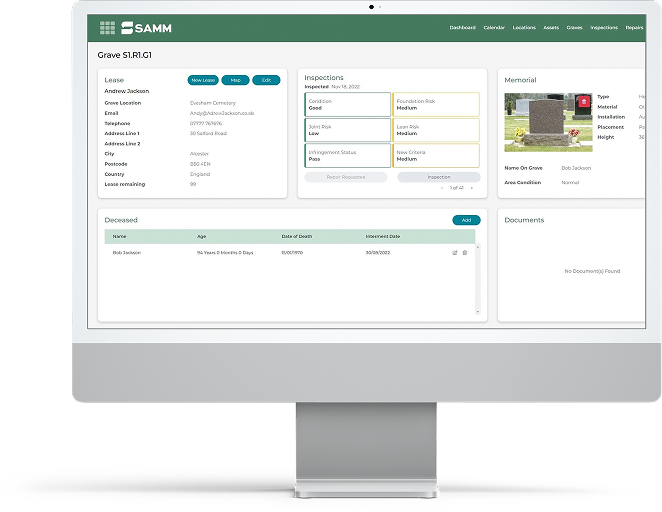 mockup of SAMM Software on Imac